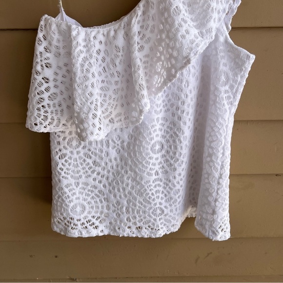 Lilly Pulitzer Matteo One Shoulder Top SZ S Sea Urchin Terry Lace - Picture 6 of 9